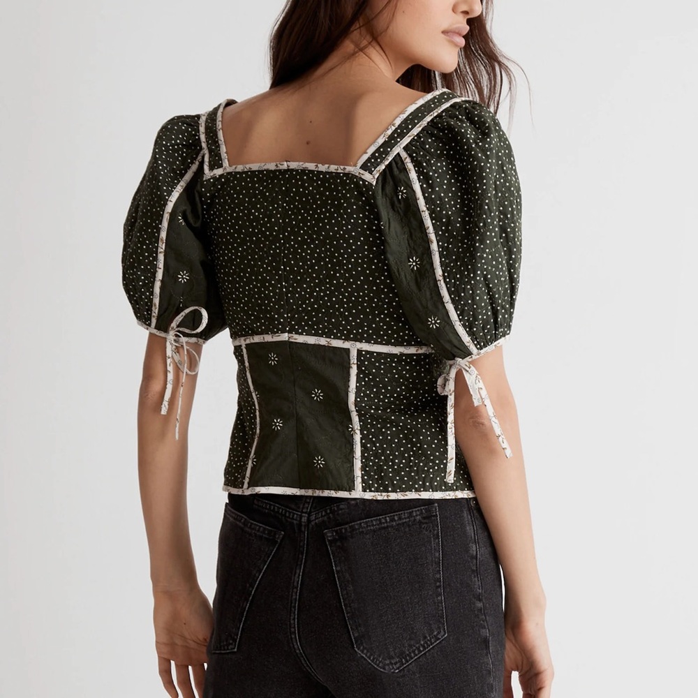 Madewell Patchwork Puff-Sleeve Top - image 4